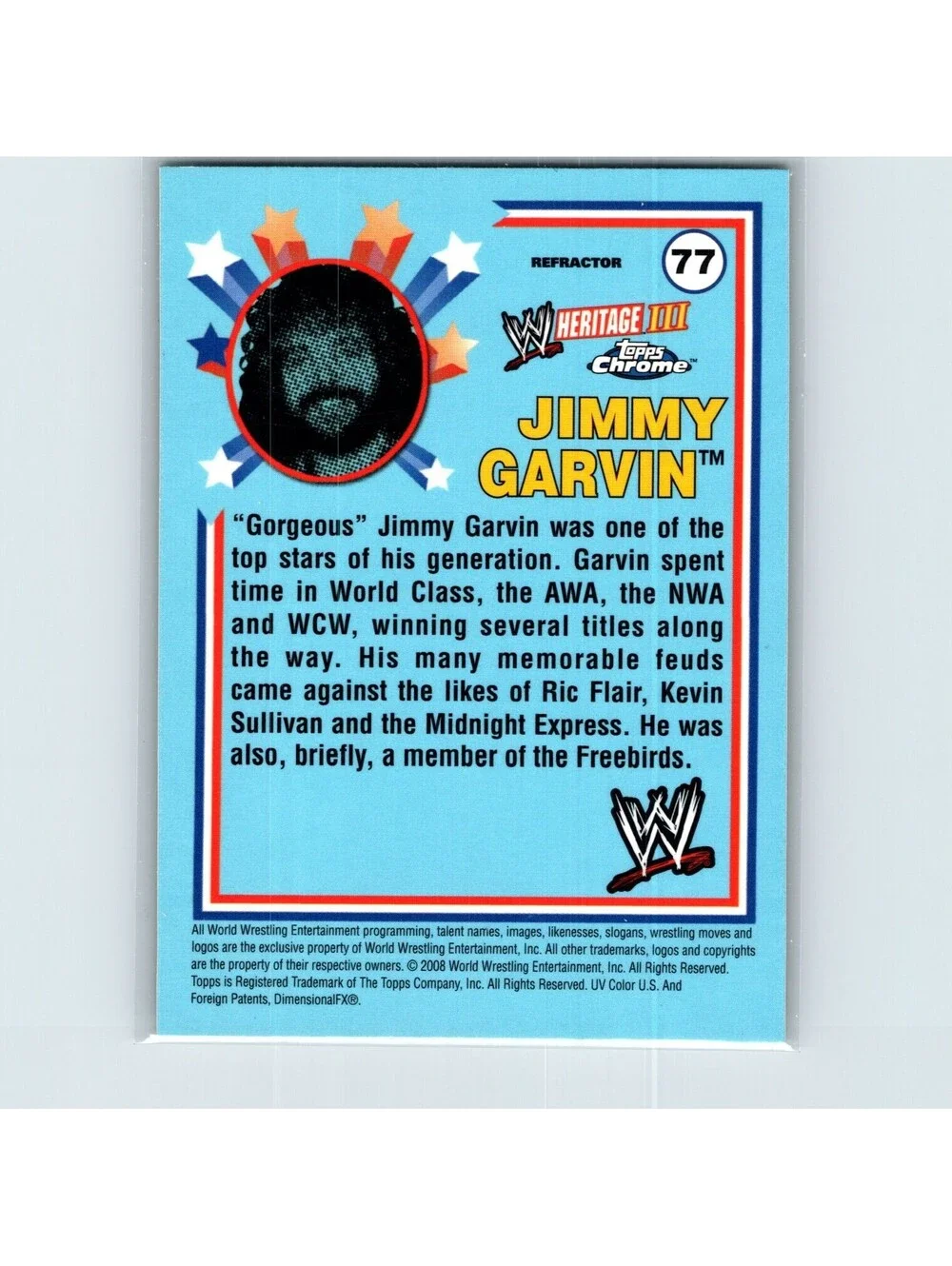 2008 Topps Chrome Heritage III WWE Jimmy Garvin #77 Refractors